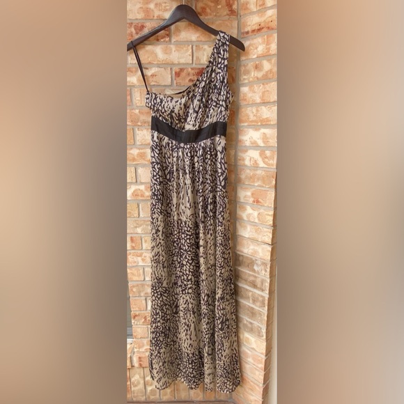 Francesca One Shoulder Maxi Dress/abstract pattern/Tan & Black /Size Medium NEW - Picture 6 of 8